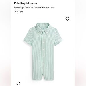 Polo Ralph Lauren Baby Boys Golf Knit Cotton Oxford Shortall- 3 months